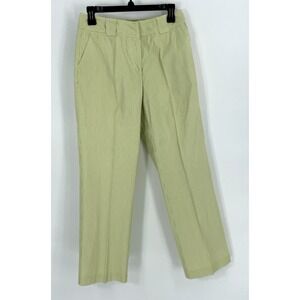 Talbots Women's 6 High-Waist Straight-Leg Stretch Pants White/Green Striped